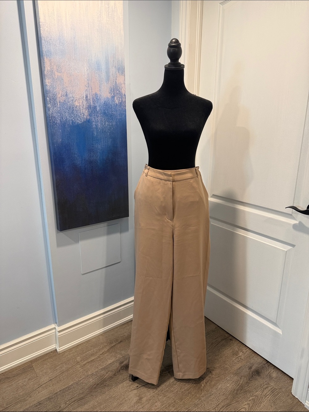 New Look Wide-Leg High-Rise Tan Trousers